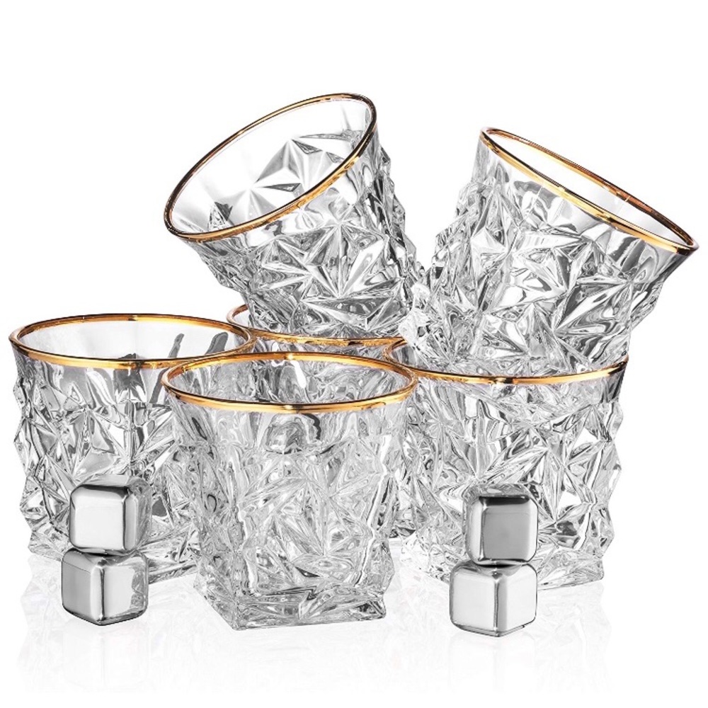 Set of 6 whiskey glasses & stones